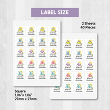 Load image into Gallery viewer, Custom Personalized Waterproof Name Label Sticker, Name Labels Name Stickers, Name Label Stickers for Kids School Daycare Camp, Stick On Labels, Iron On Labels, Shoe Labels, Shoe Stickers, Labels for Shoes, Stickers for Shoes, Clothing Labels, Clothing Stickers, Gift for Kids, Back to School
