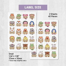 Load image into Gallery viewer, Iron-On Clothing Name Label Stickers - Sitting Animal Banner
