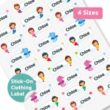 Load image into Gallery viewer, Stick-On Clothing Name Label Stickers - Mermaid
