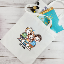 Load image into Gallery viewer, Cotton Canvas Pouch Bag Custom Personalized Tote Bag, Zippered Bag, Shoulder Bag, Handbag, Shopper Bag, Pouch Bag, Lunch Bag, Snack Bag, Sack, Clothing Bag, Shoes Bag for Kids, School, Daycare, Camp
