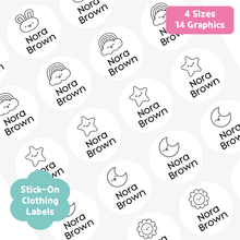 Load image into Gallery viewer, Custom Personalized Waterproof Name Label Sticker, Name Labels Name Stickers, Name Label Stickers for Kids School Daycare Camp, Stick On Labels, Iron On Labels, Shoe Labels, Shoe Stickers, Labels for Shoes, Stickers for Shoes, Clothing Labels, Clothing Stickers, Gift for Kids, Back to School
