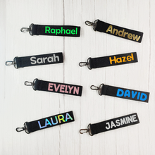 Load image into Gallery viewer, Luggage Tag, Luggage Tags, Bag Tag, Bag Tags, Name Tag, Custom Bag Tag, Custom Luggage Tag, Personalized Bag Tag, Personalized Luggage Tag, Luggage Strap, Backpack Tag, Strap Tag, Name Keychain, Embroidered Tag, for Kids School, Daycare, Camp, Gift
