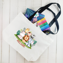 Load image into Gallery viewer, Cotton Canvas Pouch Bag Custom Personalized Tote Bag, Zippered Bag, Shoulder Bag, Handbag, Shopper Bag, Pouch Bag, Lunch Bag, Snack Bag, Sack, Clothing Bag, Shoes Bag for Kids, School, Daycare, Camp
