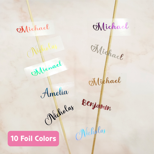 Clear Foil Labels, Custom Personalized Transparent Foiled Name Labels, Waterproof Stickers, Name Label Stickers for Kids, School, Daycare, Camp, Foil Stickers Wedding Invitation Card Seals Seal Stickers