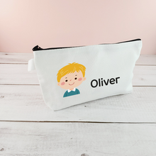 Load image into Gallery viewer, Canvas Cotton Fabric Pencil Case, Custom Personalized Pouch Bag, Makeup Pouch, Toiletry Pouch, Zippered Bag for Kids, School, Daycare, Camp
