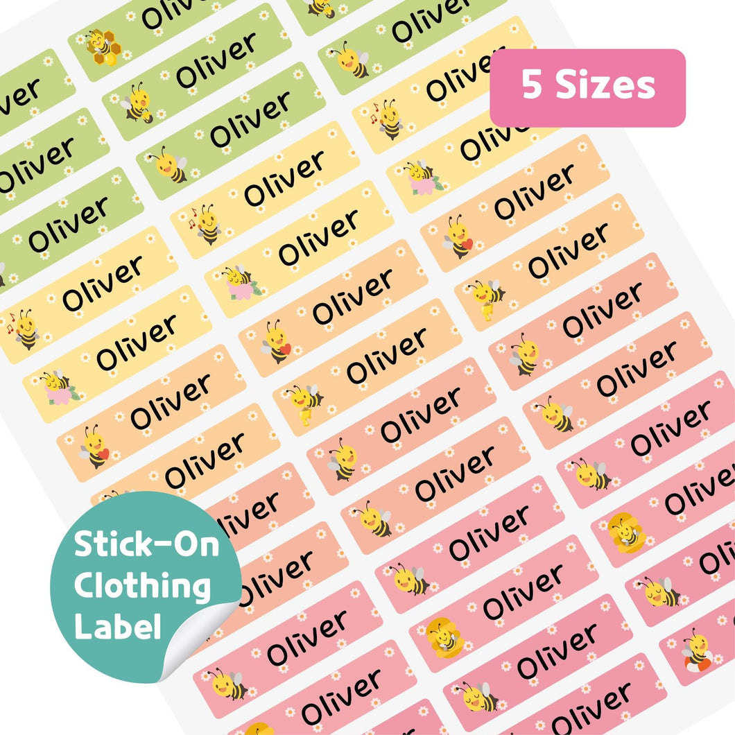 Stick-On Clothing Name Label Stickers - Bee