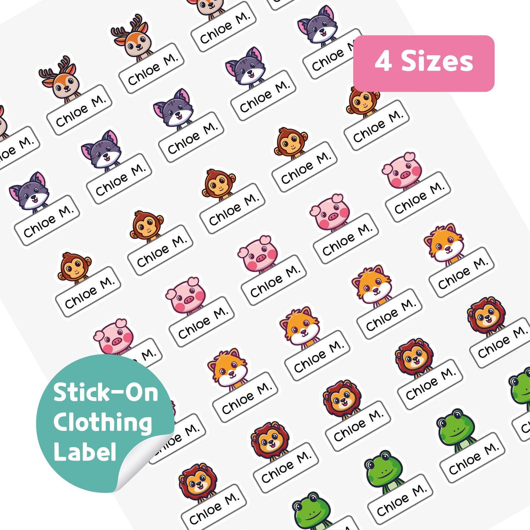 Stick-On Clothing Name Label Stickers - Animal Banner