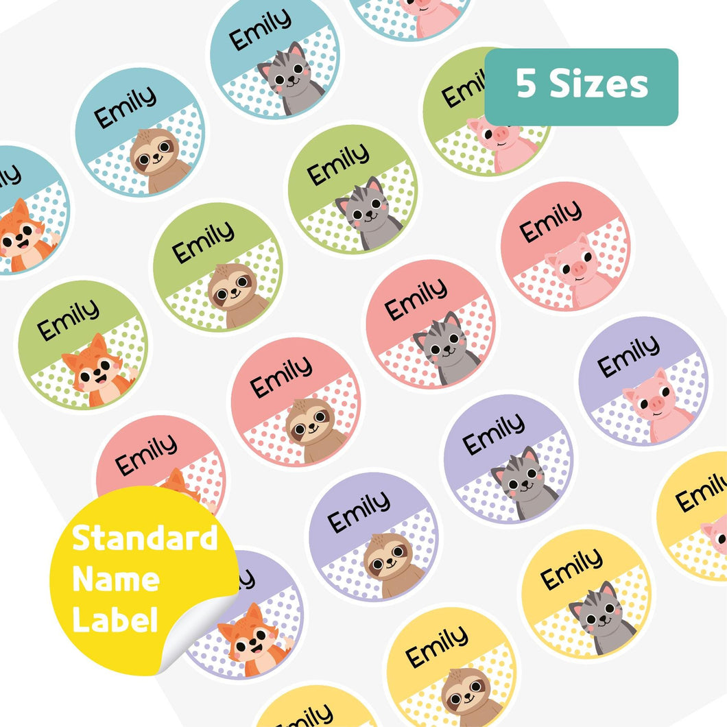 Standard Waterproof Name Label Stickers - Animal with Polka dots