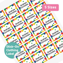 Load image into Gallery viewer, Stick-On Clothing Name Label Stickers - Blocks
