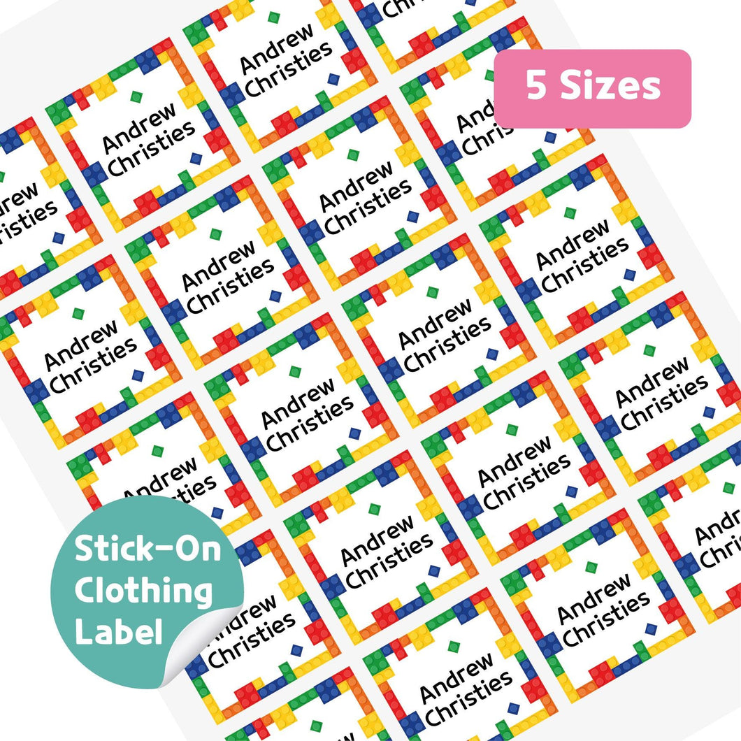 Stick-On Clothing Name Label Stickers - Blocks