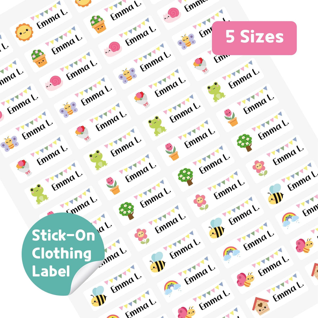 Stick-On Clothing Name Label Stickers - Nature