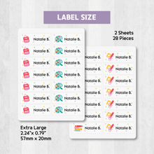 Load image into Gallery viewer, Custom Personalized Waterproof Name Label Sticker, Name Labels Name Stickers, Name Label Stickers for Kids School Daycare Camp, Stick On Labels, Iron On Labels, Shoe Labels, Shoe Stickers, Labels for Shoes, Stickers for Shoes, Clothing Labels, Clothing Stickers, Gift for Kids, Back to School
