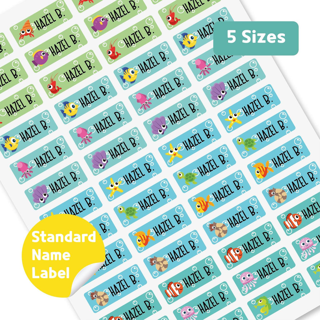 Standard Waterproof Name Label Stickers - Sea Animal