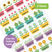 Load image into Gallery viewer, Iron-On Clothing Name Label Stickers - Flower Pot
