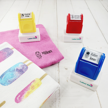 Load image into Gallery viewer, Custom Personalized Clothing Stamp, Kids Stamp, Name Stamp, Clothes Stamp, Fabric Stamp, Textile Stamp, School Stamps, Daycare Stamp, Camp Stamp, Self-Inking Stamp, Gift for Kids, Back to School
