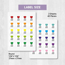 Load image into Gallery viewer, Stick-On Clothing Name Label Stickers - Color Hearts
