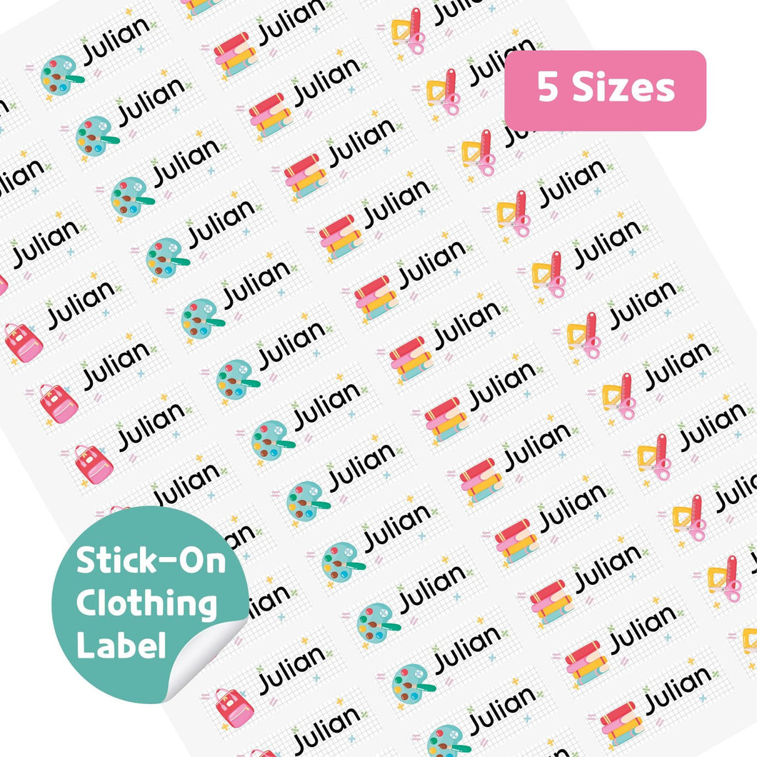Stick-On Clothing Name Label Stickers - School