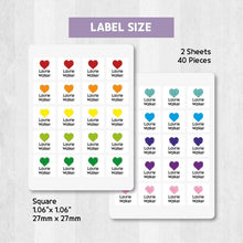 Load image into Gallery viewer, Stick-On Clothing Name Label Stickers - Color Hearts
