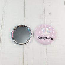 Load image into Gallery viewer, Custom Personalized Name Button Badge Pin Back Badge, Name Label, Name Tag, School Badge, Kids Badge, Daycare Badge, Camp Badge, School Button, Camp Button, Daycare Button, Kids Button, Kids Gift
(Makeup Mirror, Cosmetic Mirror, Hand Mirror, Portable Mirror)
