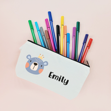 Load image into Gallery viewer, Canvas Cotton Fabric Pencil Case, Custom Personalized Pouch Bag, Makeup Pouch, Toiletry Pouch, Zippered Bag for Kids, School, Daycare, Camp
