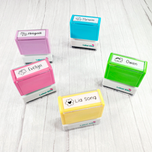 Load image into Gallery viewer, Custom Stamp, Personalized Stamp, Kids Stamp, Name Stamp, School Stamps, Daycare Stamp, Camp Stamp, Gift for Kids, Back to School, Royalty Customer Card Stamp, Coupon Card Stamp,
