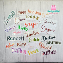 Load image into Gallery viewer, Vinyl Decal Sticker, Custom Decal, Personalized Decal, Custom Vinyl Decal Sticker, Personalized Vinyl Decal Stickers, Waterproof Vinyl Decal for Tumbler, Bottle, Laptop, Bicycle, Helmet, Name Label, Label Sticker, Name Decal, Kids Label, Kids Sticker, Kids Decal for Kids, School, Daycare, Camp
