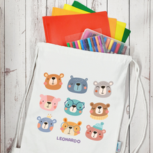 Load image into Gallery viewer, Cotton Canvas Drawstring Backpack, Custom Personalized Sack, Pouch Bag, Lunch Bag, Clothing Bag, Shoes Bag, Sports Bag, School Bag, Swim wear Bag, Travel Bag, for Kids, School, Daycare, Camp
