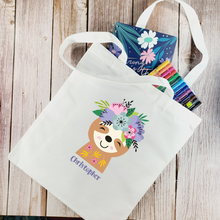 Load image into Gallery viewer, Cotton Canvas Pouch Bag Custom Personalized Tote Bag, Zippered Bag, Shoulder Bag, Handbag, Shopper Bag, Pouch Bag, Lunch Bag, Snack Bag, Sack, Clothing Bag, Shoes Bag for Kids, School, Daycare, Camp
