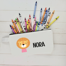 Load image into Gallery viewer, Canvas Cotton Fabric Pencil Case, Custom Personalized Pouch Bag, Makeup Pouch, Toiletry Pouch, Zippered Bag for Kids, School, Daycare, Camp
