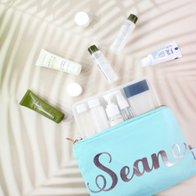 Load image into Gallery viewer, Canvas Makeup Pouch Bag,  Custom Personalized Cosmetic Pouch Bag, Toiletry Pouch, Pencil Case, Wedding Bridesmaid Gift, Zipper Pouch, Travel Bag for Kids School, Daycare, Camp, Kids Gift
