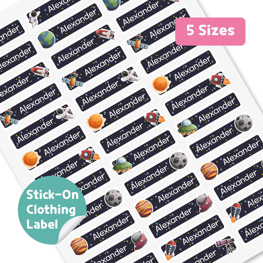 Stick-On Clothing Name Label Stickers - Space
