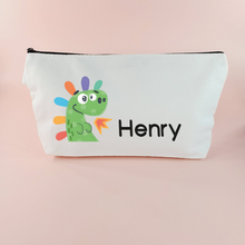 Load image into Gallery viewer, Canvas Cotton Fabric Pencil Case, Custom Personalized Pouch Bag, Makeup Pouch, Toiletry Pouch, Zippered Bag for Kids, School, Daycare, Camp
