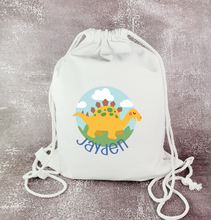Load image into Gallery viewer, Cotton Canvas Drawstring Backpack, Custom Personalized Sack, Pouch Bag, Lunch Bag, Clothing Bag, Shoes Bag, Sports Bag, School Bag, Swim wear Bag, Travel Bag, for Kids, School, Daycare, Camp
