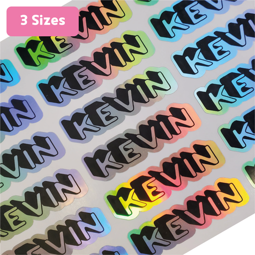 Holographic Metallic Gold Silver Name Labels Name Stickers, Custom Personalized Label Sticker, Name Label, Name Sticker, Waterproof Stickers Waterproof Labels, for Kids, School, Daycare, Camp, 