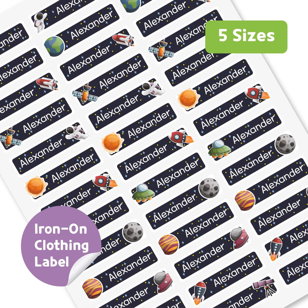 Iron-On Clothing Name Label Stickers - Space