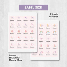 Load image into Gallery viewer, Standard Waterproof Name Label Stickers - Pink Unicorn

