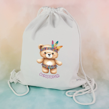Load image into Gallery viewer, Cotton Canvas Drawstring Backpack, Custom Personalized Sack, Pouch Bag, Lunch Bag, Clothing Bag, Shoes Bag, Sports Bag, School Bag, Swim wear Bag, Travel Bag, for Kids, School, Daycare, Camp
