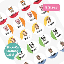 Load image into Gallery viewer, Stick-On Clothing Name Label Stickers - Sitting Animal
