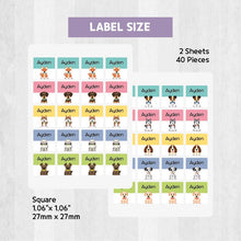 Load image into Gallery viewer, Stick-On Clothing Name Label Stickers - Puppy with Color
