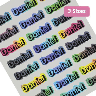 Holographic Metallic Gold Silver Name Labels Name Stickers, Custom Name Label Sticker, Personalized Label Sticker, Name Label, Name Sticker, Waterproof Stickers Waterproof Labels, for Kids, School, Daycare, Camp