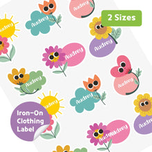 Load image into Gallery viewer, Iron-On Clothing Name Label Stickers - Flower Bubble
