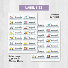 Load image into Gallery viewer, Standard Waterproof Name Label Stickers - Vehicle on the Road
