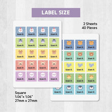 Load image into Gallery viewer, Iron-On Clothing Name Label Stickers - Color Animals
