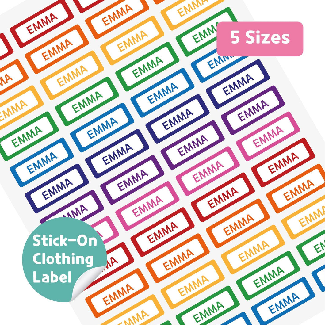 Stick-On Clothing Name Label Stickers - Vivid Color Edge