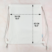 Load image into Gallery viewer, Cotton Canvas Drawstring Backpack, Custom Personalized Sack, Pouch Bag, Lunch Bag, Clothing Bag, Shoes Bag, Sports Bag, School Bag, Swim wear Bag, Travel Bag, for Kids, School, Daycare, Camp
