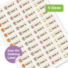 Load image into Gallery viewer, Iron-On Clothing Name Label Stickers - Smiling Flower
