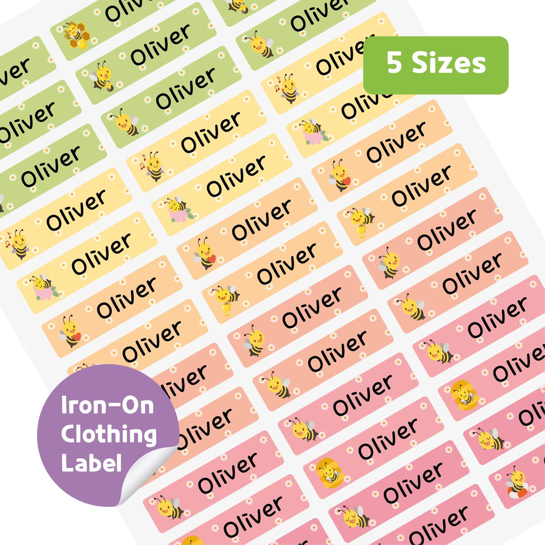 Iron-On Clothing Name Label Stickers - Bee