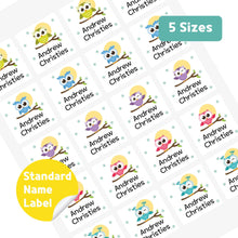 Load image into Gallery viewer, Standard Waterproof Name Label Stickers - Owl

