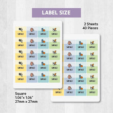Load image into Gallery viewer, Iron-On Clothing Name Label Stickers - Sports with Stripes
