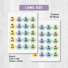 Load image into Gallery viewer, Standard Waterproof Name Label Stickers - Sports with Stripes

